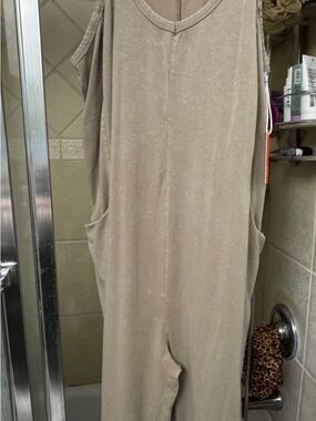 Sundry Neutral Beige Sleeveless Jumpsuit